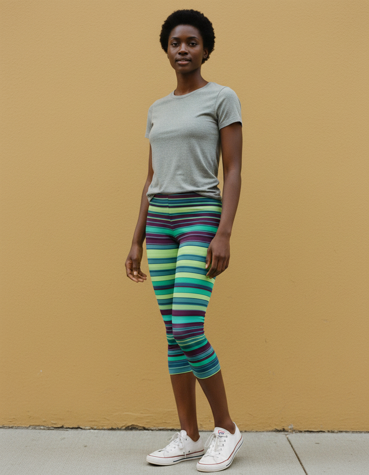 Women's Striped Capri Leggings