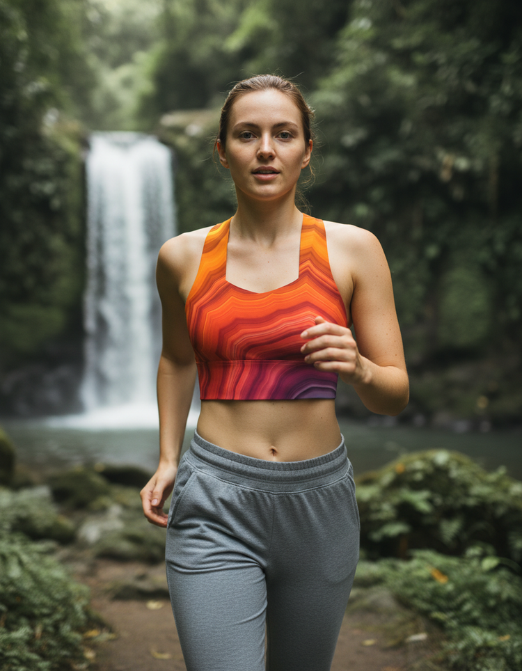 Geometric Flow Mosaic Longline Sports Bra