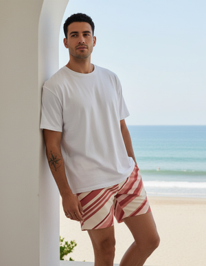 Millennial Pink Sway men's swim trunks