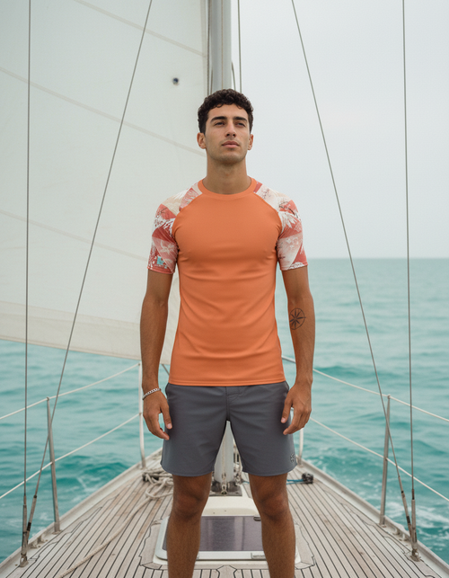 Coral Zenith Rash Guard Men's Rashguard — Dripper