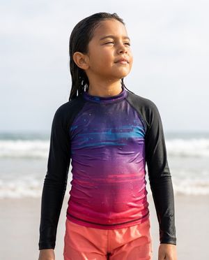 Kids Hot Pink Mosaic Rash Guard Kids Rash Guard — Lolekai
