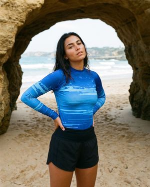 Women's Electric Blue Mosaic women's rashguards