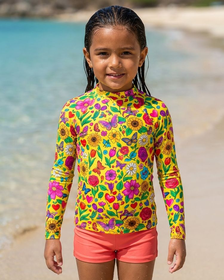 Girls Flowers girls rashguards