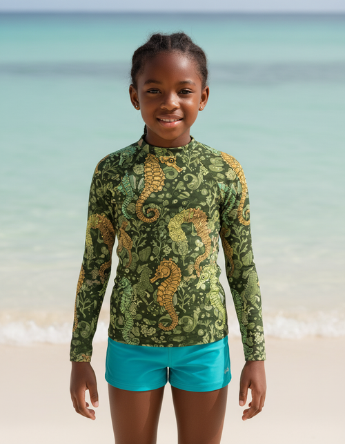 Girls Runway Chartreuse Triton Rash Guard Kids Rash Guard — Lolekai