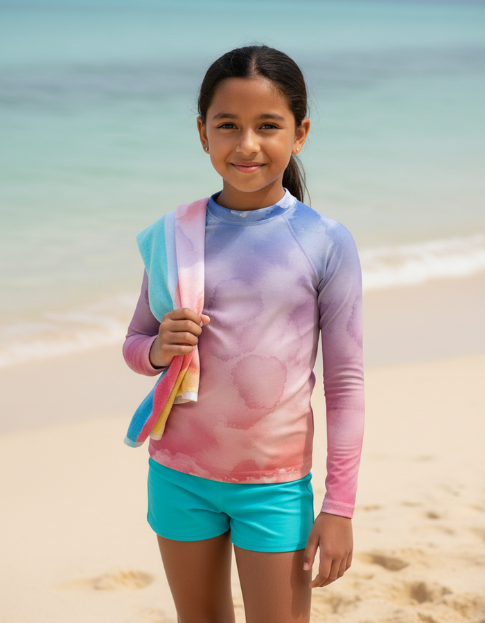 Rashguard — Kids Rhodonite Mosaic