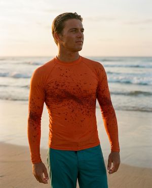 Men's Orange Pixelate men's short-sleeve rashguards