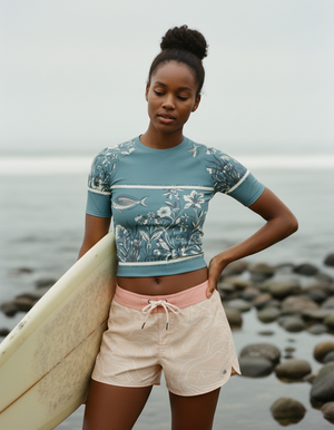 Women's Marine Slate Chorus women's short-sleeve rashguards