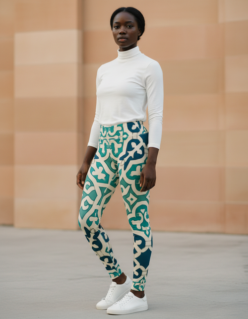 Transformative Teal Mosaic Leggings Women's Leggings — Dripper