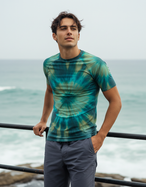 Neon Aqua Satori Rash Guard Men's Rashguard — Lolekai