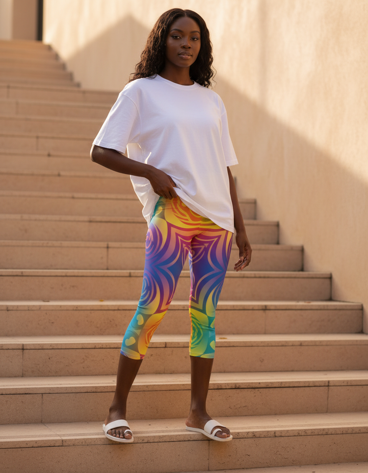 Women's Rainbow Patterns Capri Leggings
