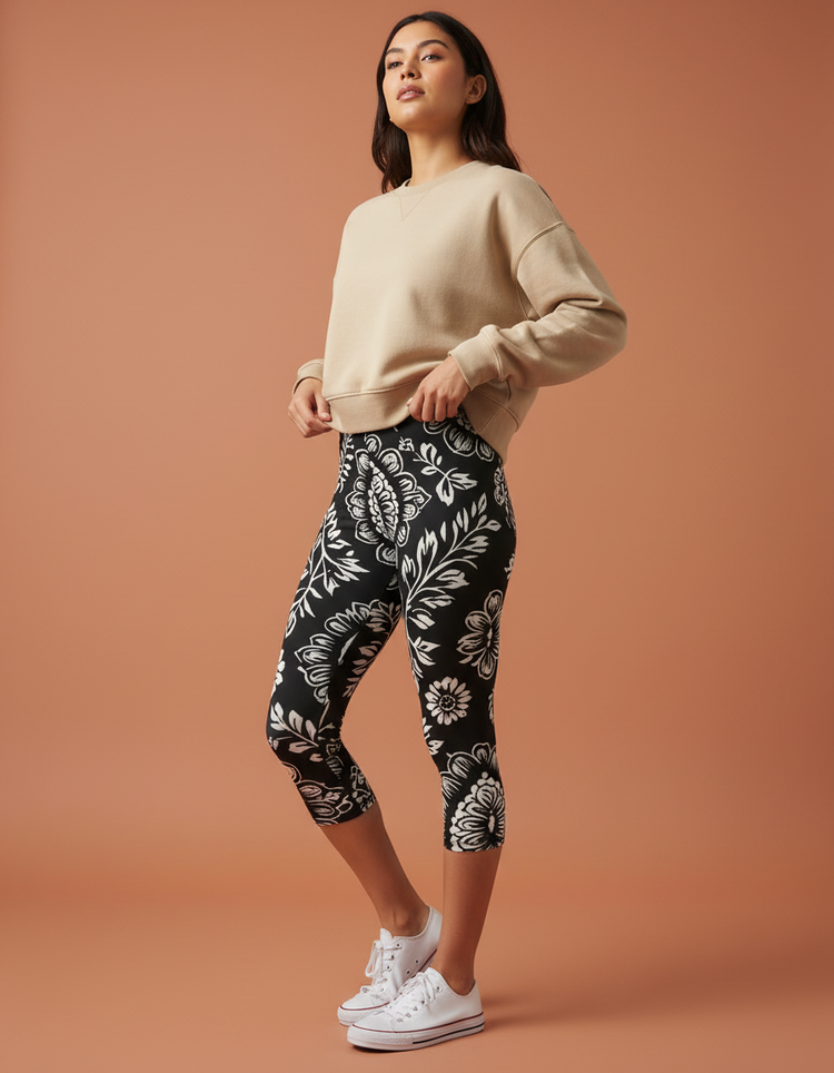 Women's Indian Block Print Capri Leggings