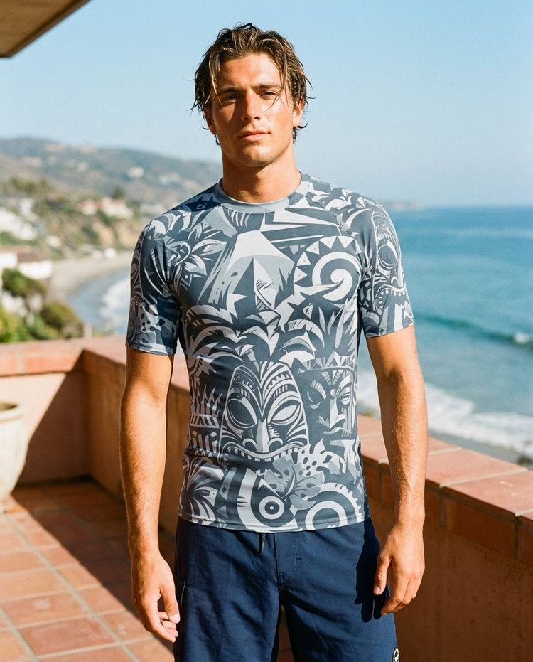 Men's Blue Aura Nalu Uli men's rashguards