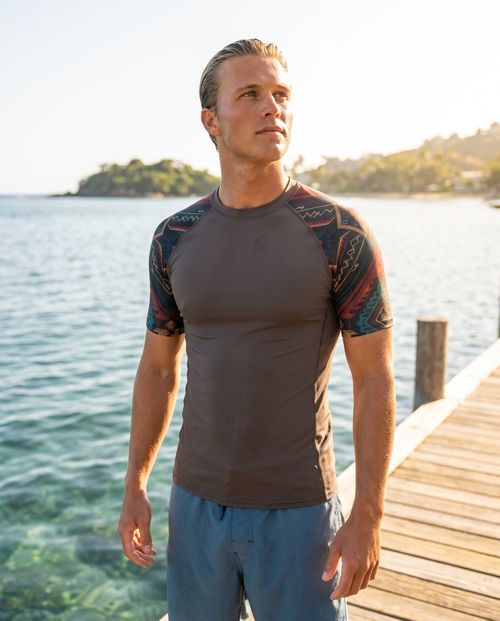 Men's Woven men's short-sleeve rashguards