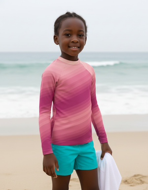 Dusty Rose Ripple Rash Guard Kids Rash Guard — Dripper
