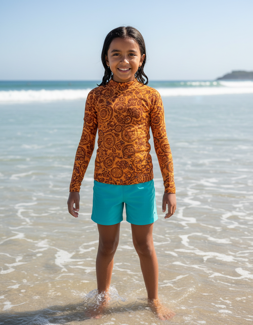 Citrus Orange Echo Kids Rash Guard Kids Rash Guard — Dripper