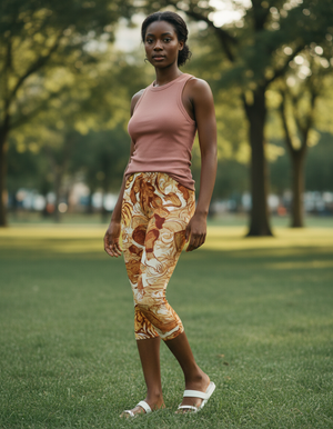 Citrus Orange Edo Leggings Capri Leggings — Dripper