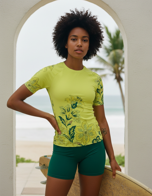 Women's Neon Yellow Aurelia Rash Guard