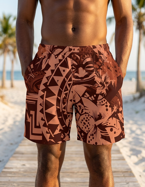 Burnt Sienna Koa Lehua men's swim trunks