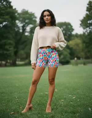 Electric Fuchsia Kaleidoscope women's short shorts