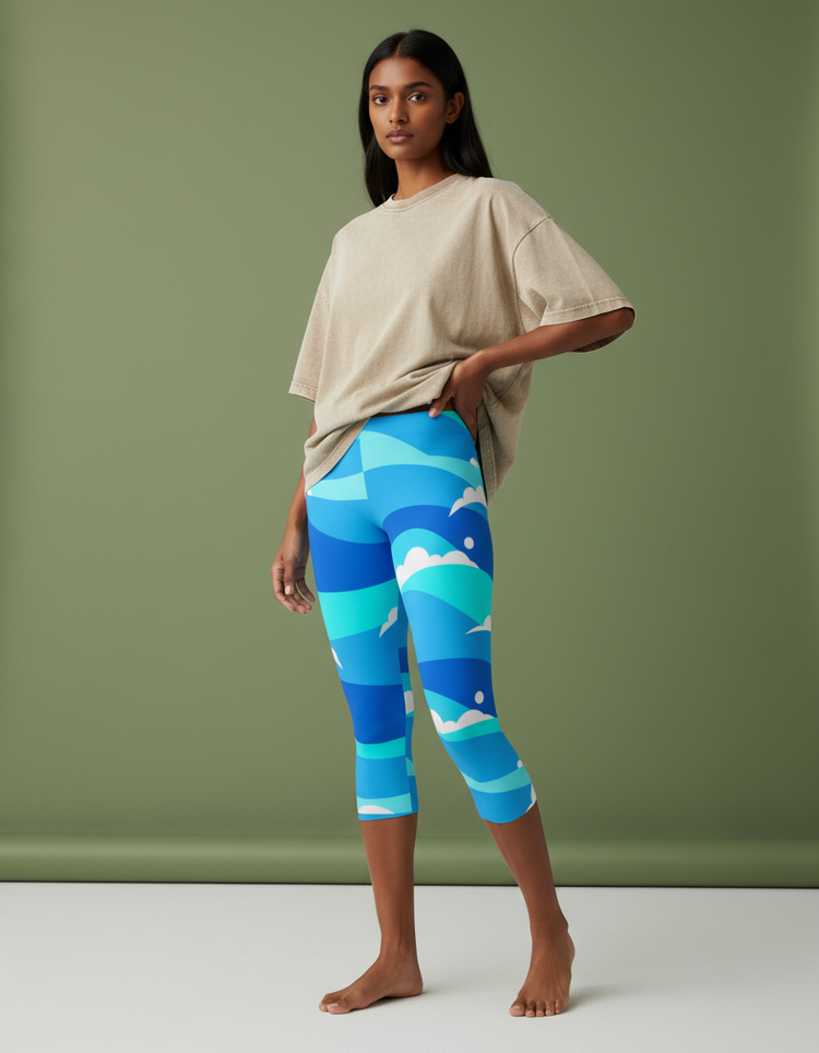 Women's Ocean Wave Capri Leggings