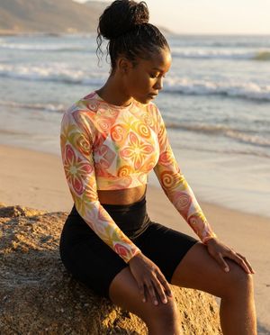 Women's Muskmelon Prism women's crop-top rashguards