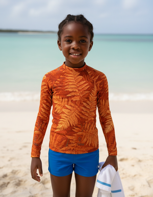 Citrus Orange Emerald Rash Guard Kids Rash Guard — Dripper