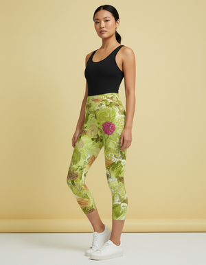 Runway Chartreuse Sakura capri yoga leggings