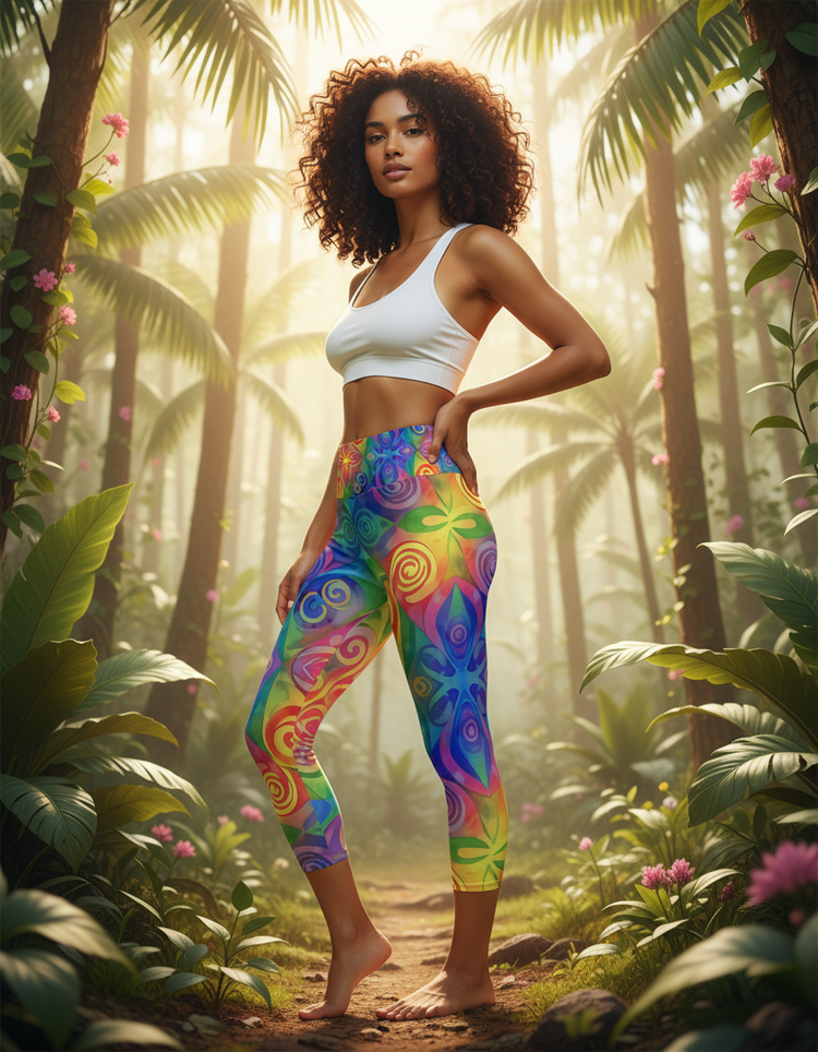 Women's Rainbow Patterns Yoga Capri Leggings