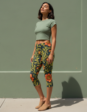 Acanthus Leggings Capri Leggings — Dripper