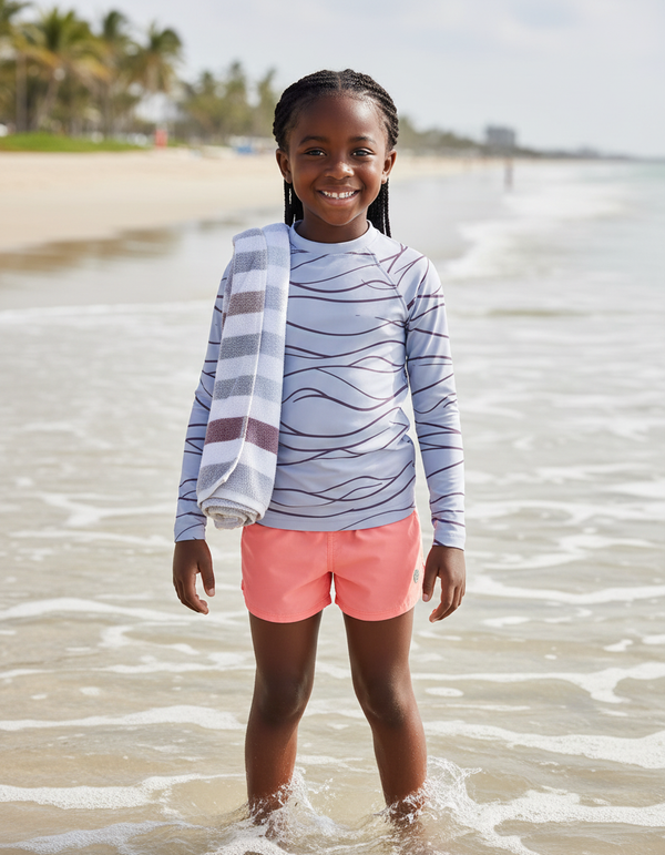 Girls Burnished Lilac Aqua Rash Guard