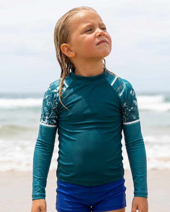 Rashguard — Girls Deep Teal Aqua Chorus