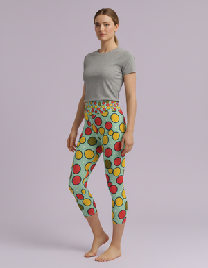 Runway Chartreuse Mosaic Capri Yoga Leggings Capri Yoga Leggings — Dripper
