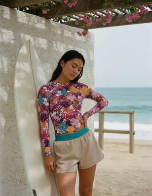Tea Rose Nautilus Rash Guard Women's Rashguard — Dripper