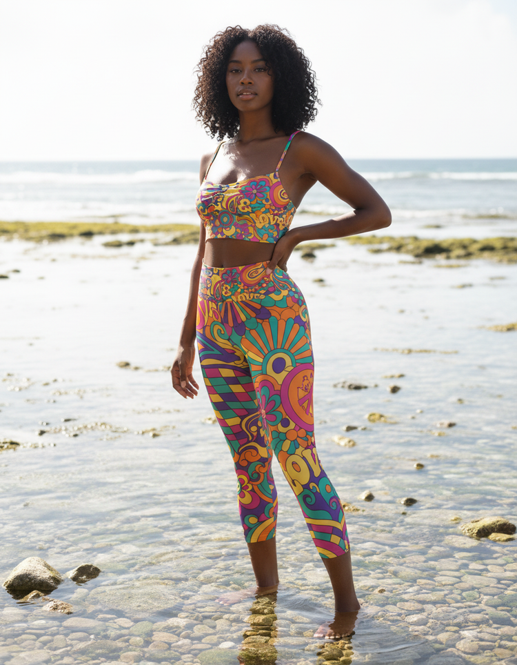 Women's Psychedelic 60s Yoga Capri Leggings