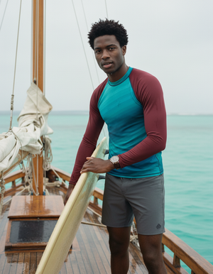 Transformative Teal Ripple Rash Guard Men's Rashguard — Lolekai