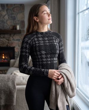 Houndstooth Base Layer Top women's base layers