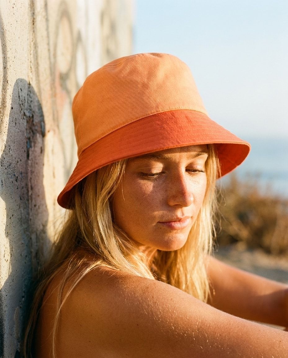Coral Blue Hour bucket hats