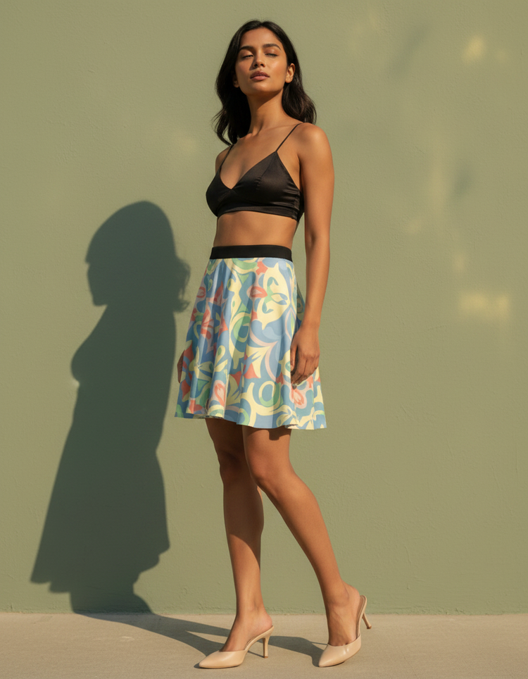 Azure Waves Estoril Skater Skirt