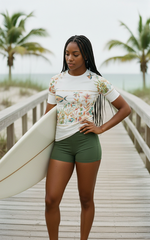 Women's Lagoon Festival White Chorus women's rashguards