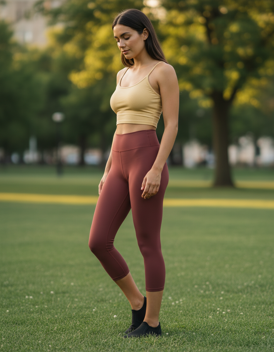 Capri-Yoga Leggings in Marsala