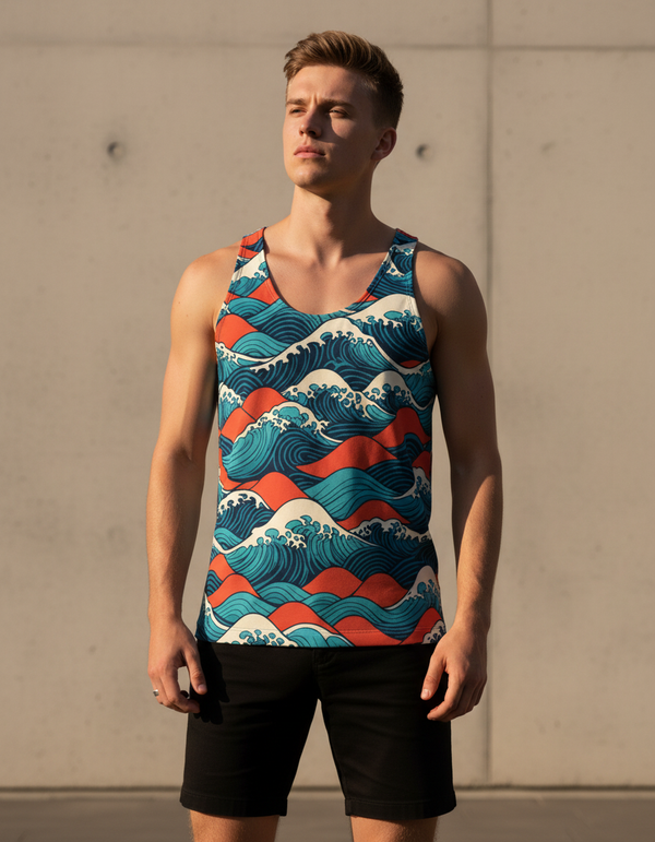 Japanese Wave Art Tank Tops tank tops