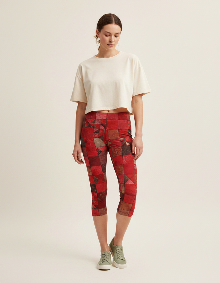 Women's Mosaic Tile Capri Leggings