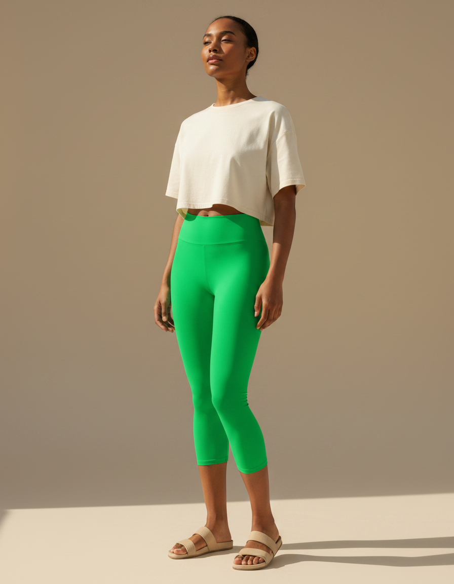 Capri-Yoga Leggings in Malachite Green