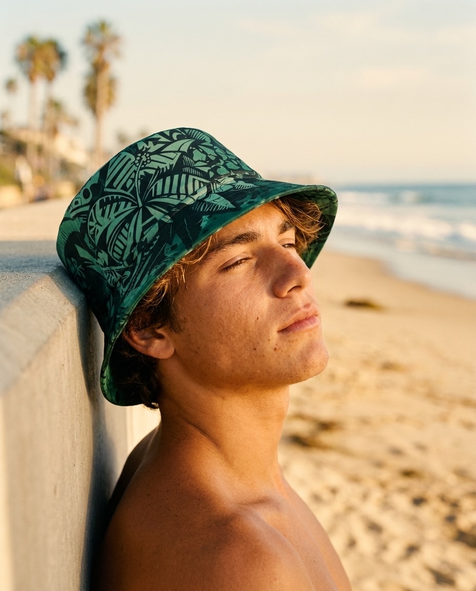 Bucket Hat in Runway Emerald Lani Kai