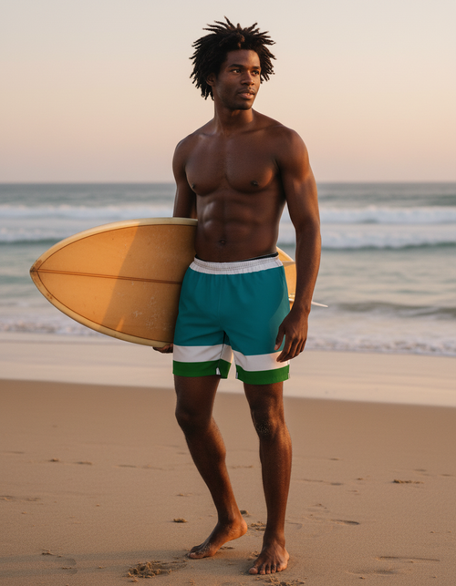 Turquoise Safari men's swim trunks