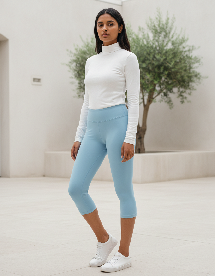Capri Leggings in Baby Blue