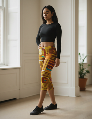 Burnt Sienna Ubuntu Leggings Capri Leggings — Dripper
