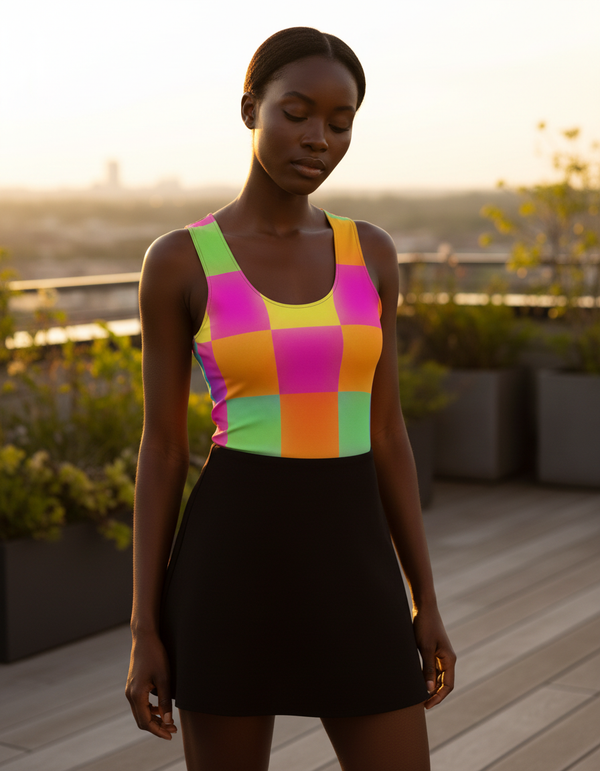 Checkerboard women's tank tops
