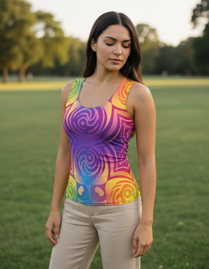 Women's Electric Fuchsia Prism tank tops