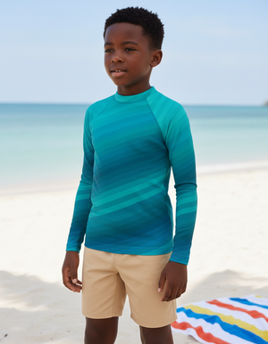 Transformative Teal Ripple Rash Guard Kids Rash Guard — Dripper